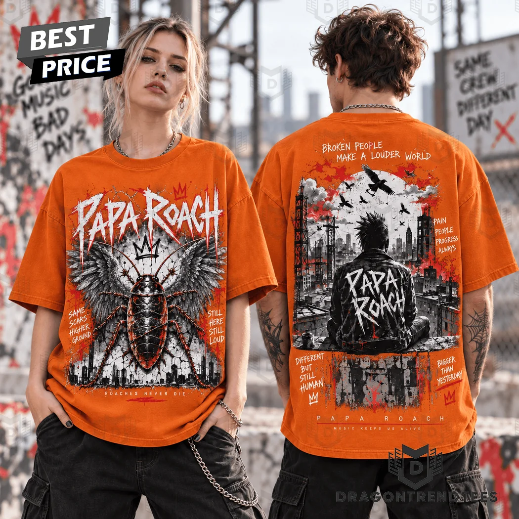 Papa Roach Broken People Nu Metal Band Vintage Wash Oversized Graphic T-Shirt