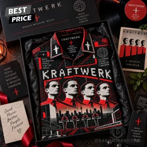 Kraftwerk The Man-Machine Retro Electronic Music Band Graphic Button Down Hawaiian Shirt