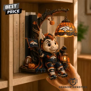 Denver Broncos NFL Mascot Tiffany Style Stained Glass Halloween Collectible Bookshelf Figurine Lamp