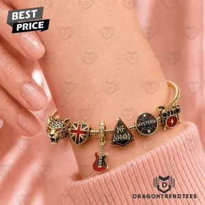 Def Leppard Hysteria Rock Band Gold Plated Charm Bracelet Set