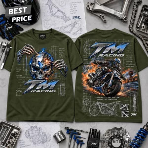 TM Racing Hand Built Cyber Skull Biker Racing Graphic T-Shirt