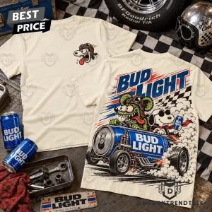 Bud Light Snoopy Rat Fink Vintage Hot Rod Racing Graphic T-Shirt