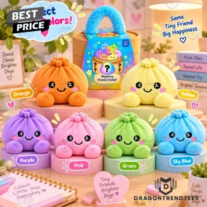 Kawaii Rainbow Dumpling Bao Bun with Bamboo Steamer Cute Soft Plush Toy