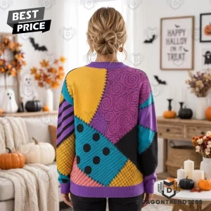 Sally Patchwork Halloween Cosplay Knit Button Down Long Sleeve V-Neck Cardigan Sweater