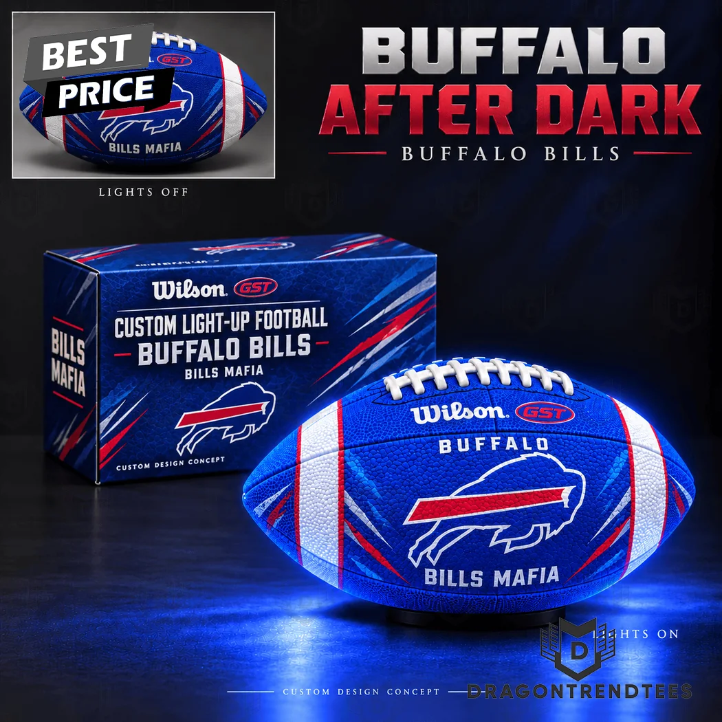 Buffalo Bills Bills Mafia Custom Premium LED Glow in the Dark Light-Up Football Buffalo Bills Bills Mafia Custom Premium LED Glow in the Dark Light-Up Football