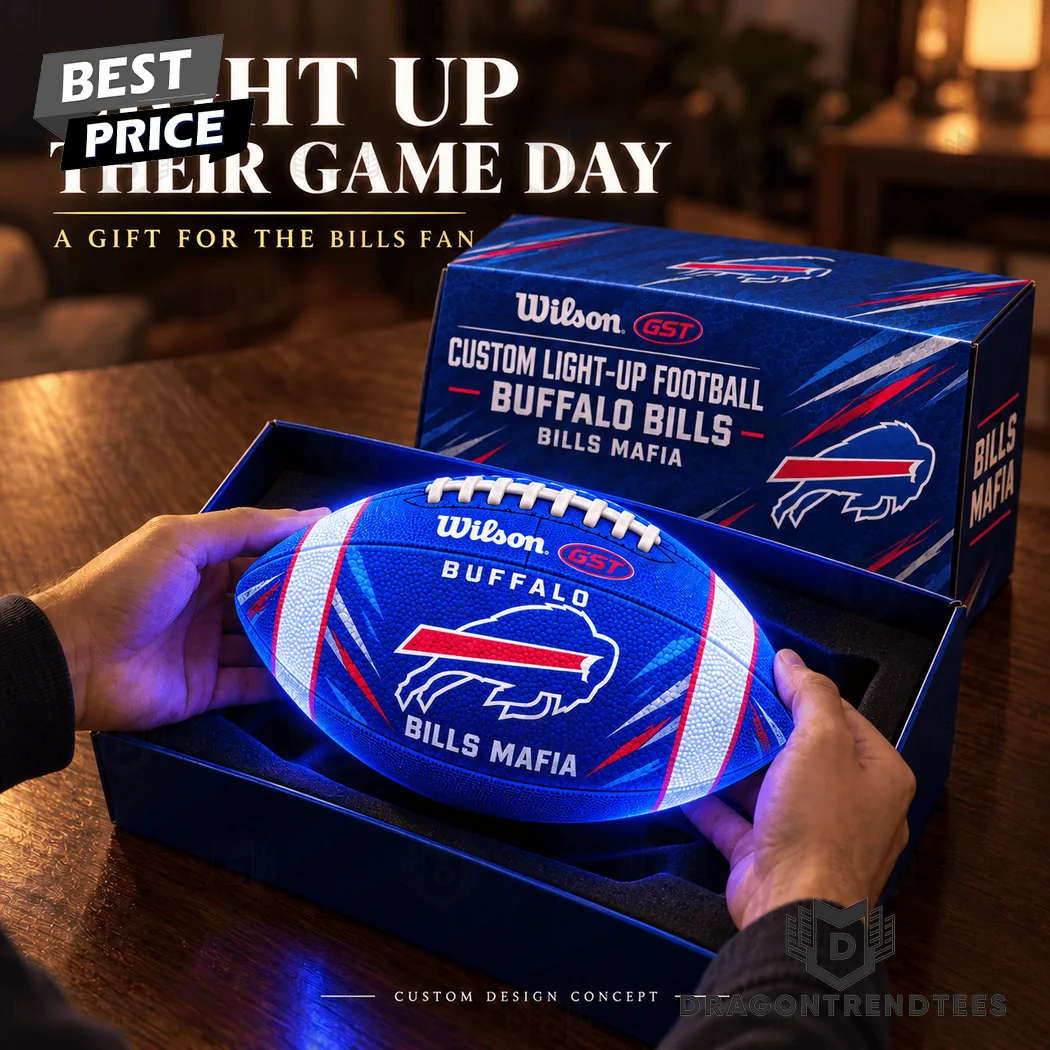 Buffalo Bills Bills Mafia Custom Premium LED Glow in the Dark Light-Up Football Buffalo Bills Bills Mafia Custom Premium LED Glow in the Dark Light-Up Football