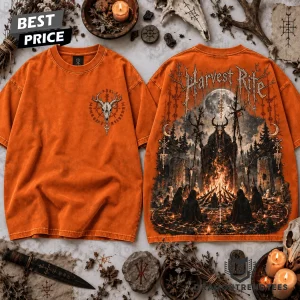 Harvest Rite Moonlit Pagan Ritual Vintage Wash Occult Gothic Graphic T-Shirt