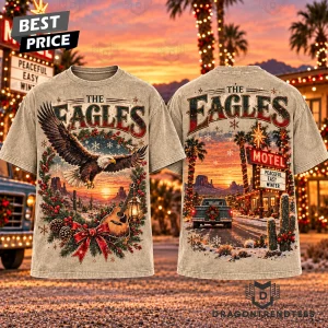 The Eagles Peaceful Easy Winter Christmas Vintage Rock Desert Motel Graphic T-Shirt