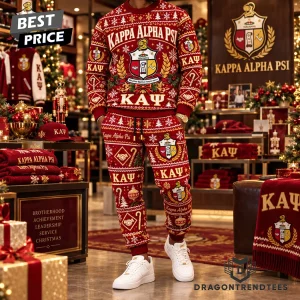 Kappa Alpha Psi Fraternity Crest Ugly Christmas Holiday Sweater and Jogger Pants Set