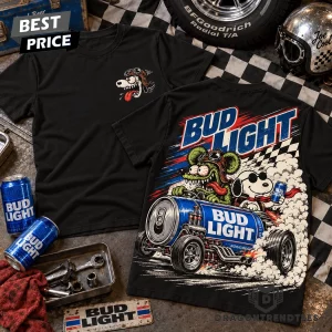 Bud Light Snoopy Rat Fink Vintage Hot Rod Racing Graphic T-Shirt