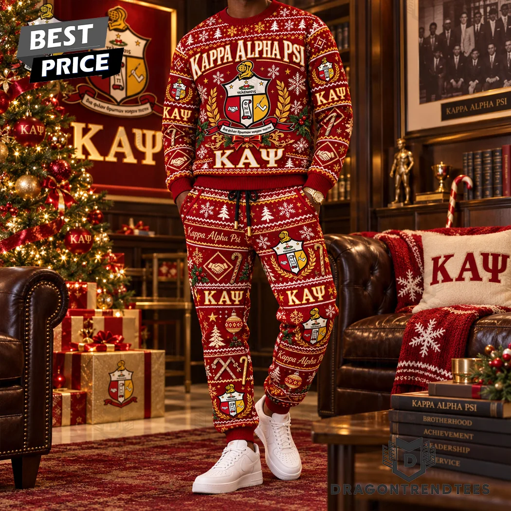 Kappa Alpha Psi Fraternity Crest Ugly Christmas Holiday Sweater and Jogger Pants Set Kappa Alpha Psi Fraternity Crest Ugly Christmas Holiday Sweater and Jogger Pants Set