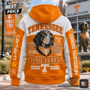 Tennessee Volunteers Carhartt Smokey Mascot Rocky Top Neyland Stadium Orange White Quarter Zip Hoodie