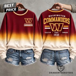Washington Commanders Vintage 1932 Gradient Ombre Crewneck Sweatshirt
