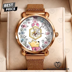 Winnie The Pooh 100th Anniversary Floral Rose Gold Commemorative Mesh Strap Quartz Watch
