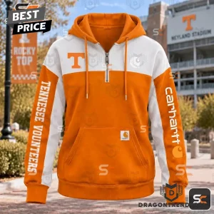 Tennessee Volunteers Carhartt Smokey Mascot Rocky Top Neyland Stadium Orange White Quarter Zip Hoodie
