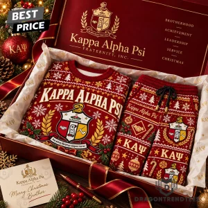 Kappa Alpha Psi Fraternity Crest Ugly Christmas Holiday Sweater and Jogger Pants Set