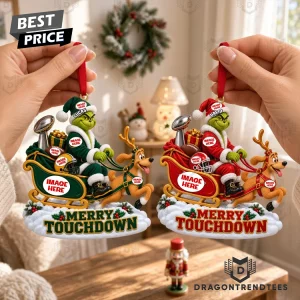 Personalized Football Sleigh Ride Merry Touchdown Custom Photo Sports Lover Christmas Ornament