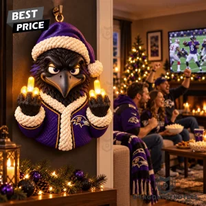 Baltimore Ravens Funny Santa Mascot Light Up Holiday Christmas Door Light