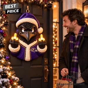 Baltimore Ravens Funny Santa Mascot Light Up Holiday Christmas Door Light